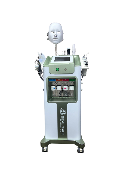 Beautrix Aesthetics 15-in-1 Hydra Facial Machine | Advanced Skin Care Device with Oxygeneo, RF Therapy, Diamond Dermabrasion, Mole Removal, LED Mask