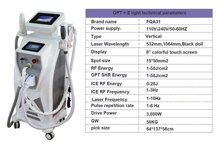 3 in 1 IPL Laser Machine with OPT, RF and Q Switch Nd Yag Laser