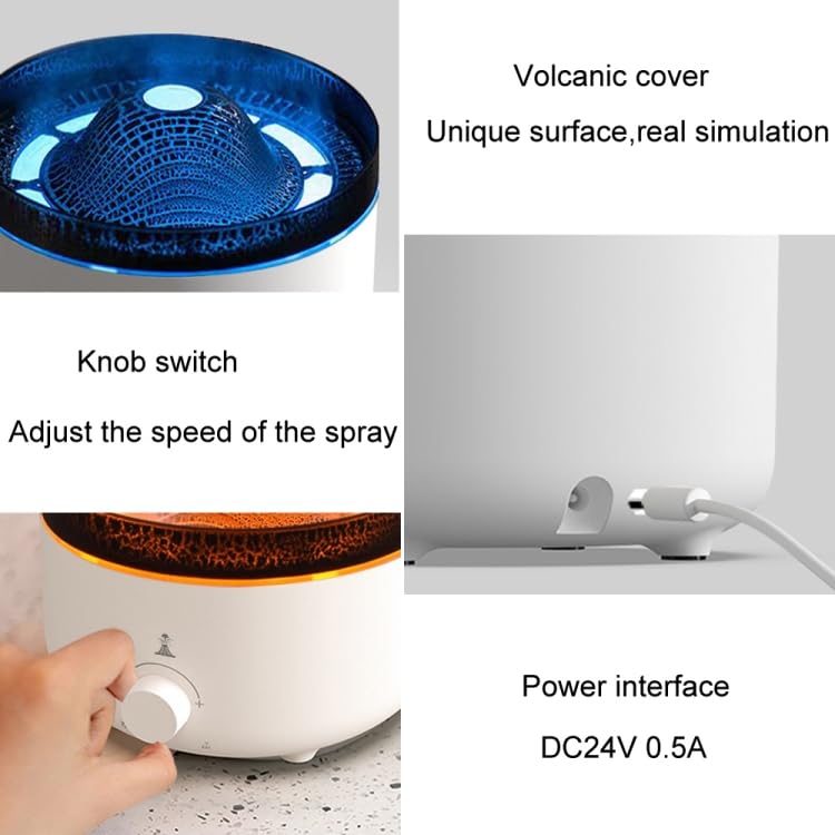 Aroma Diffuer with Volcano Flame Remote Control Aromatherapy Air Humidifier Essential Oil Diffuser