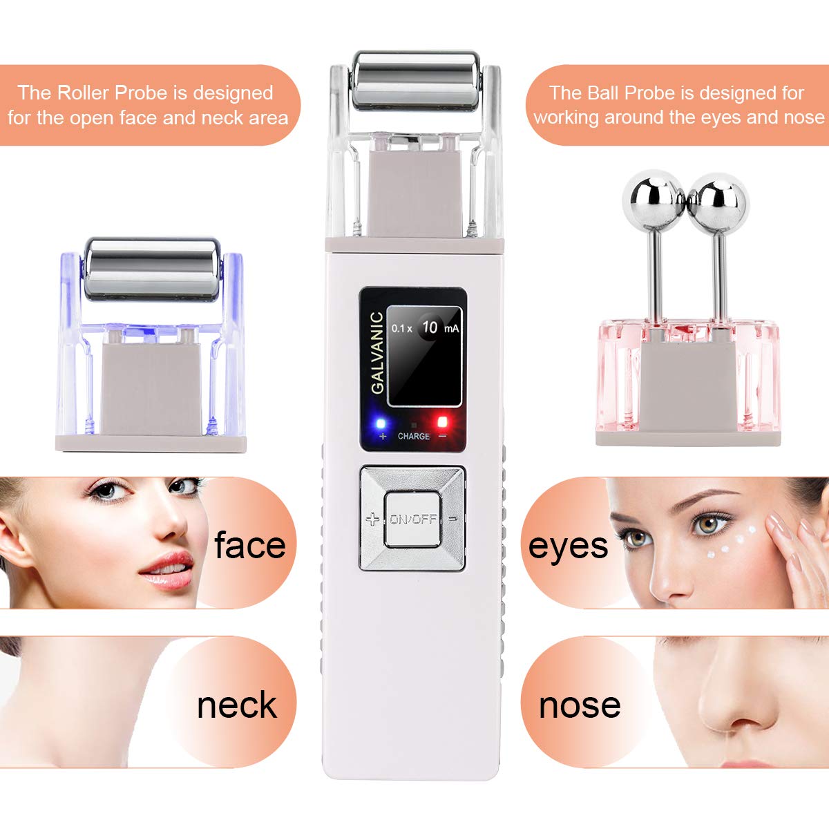 Portable Galvanic Microcurrent Skin Firming Machine, Anti-aging Face Lift Massager Home Use Beauty Salon Device