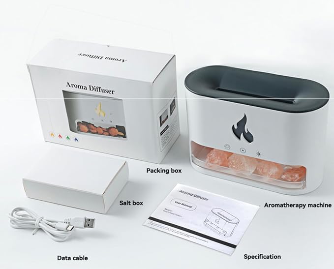 Aroma Diffuser Flame Essential Oil : Ultimate Aromatherapy Aid with Realistic Flame Effect, Silent Operation (Black or White Color May Vary)