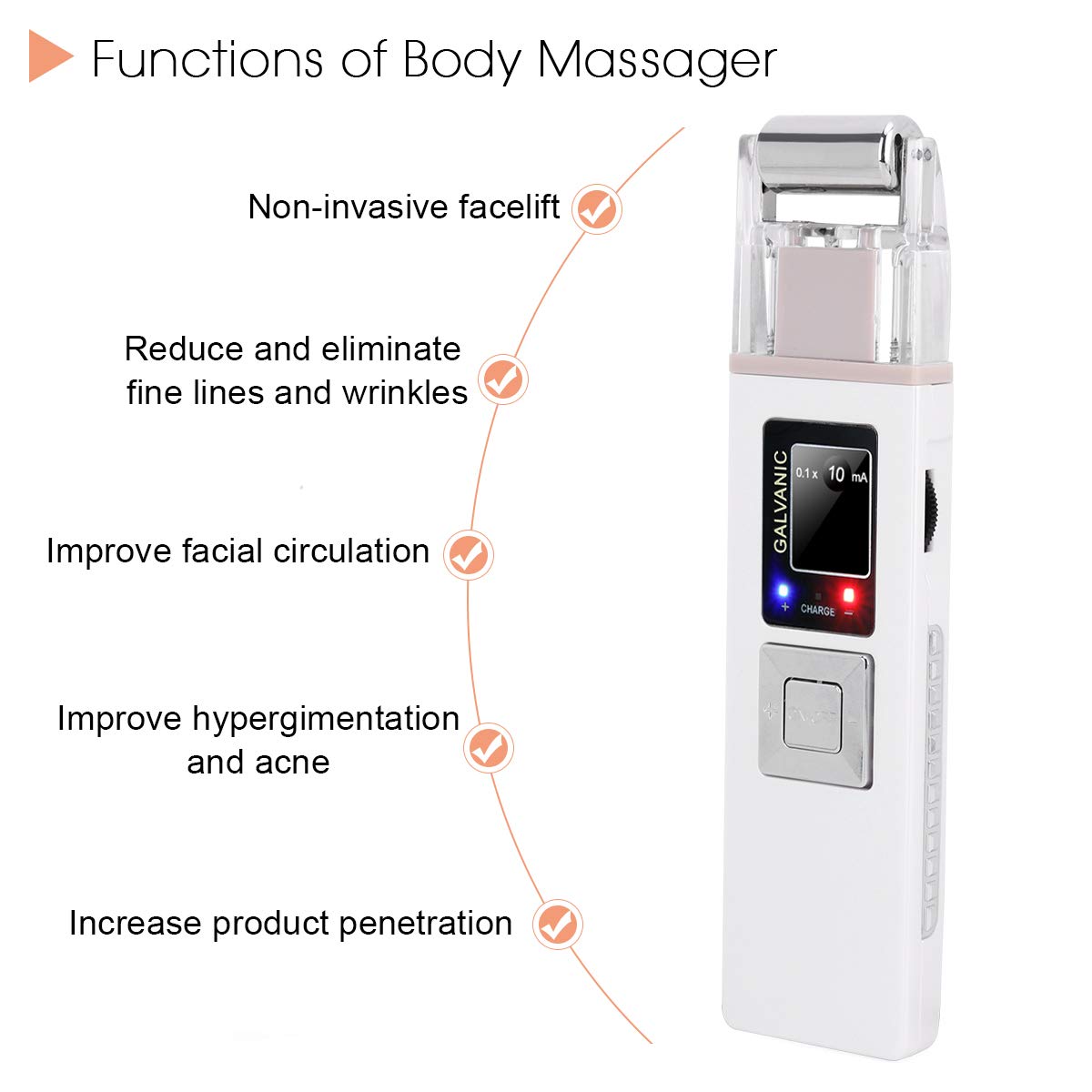Portable Galvanic Microcurrent Skin Firming Machine, Anti-aging Face Lift Massager Home Use Beauty Salon Device