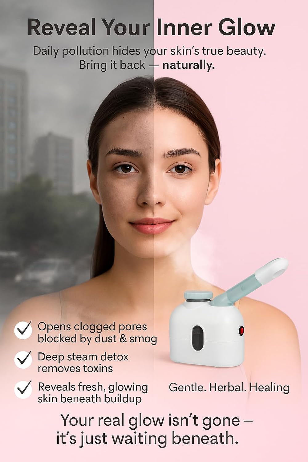 Facial Steamer for Women – Herbal Steam & Essential Oil Diffuser | Deep Pore Cleanser, Skin Glow & Spa Hydration Machine for Home Use