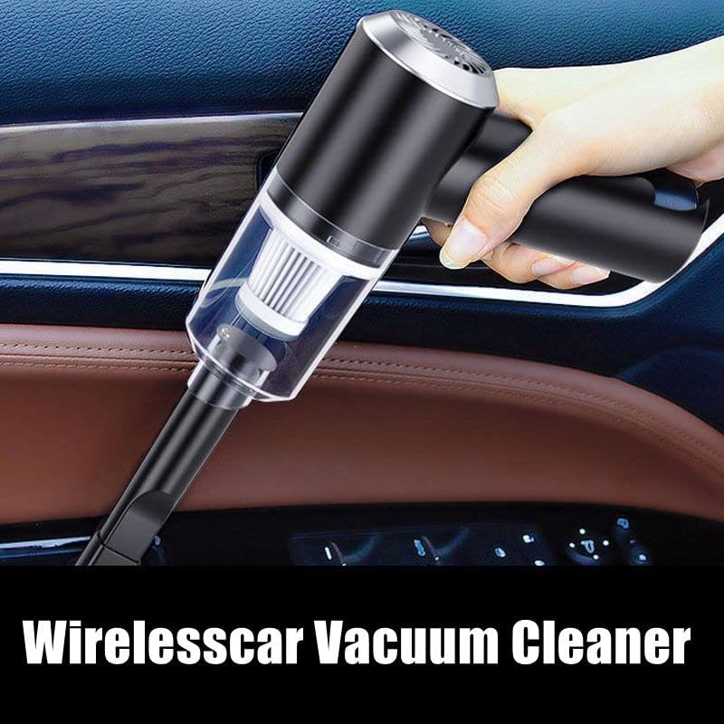 2 in 1 Car Vacuum Cleaner - 120W High-Power Handheld Wireless With Dust Collection/Lighting, Home and Car Dual-Use, Portable USB Rechargeable, Black