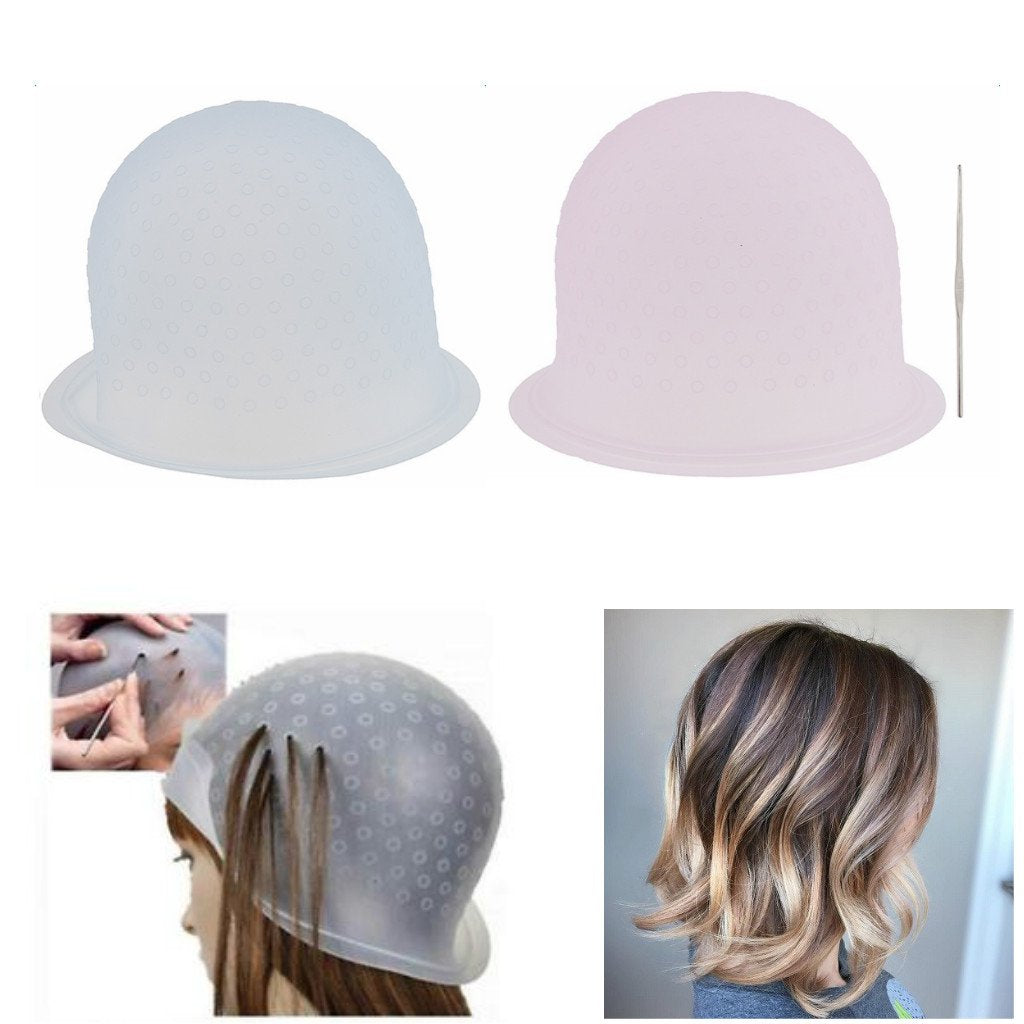 1PCS Professional Reusable Hair Coloring Highlighting Bleaching Cap with Hook Salon Home Tools - blue