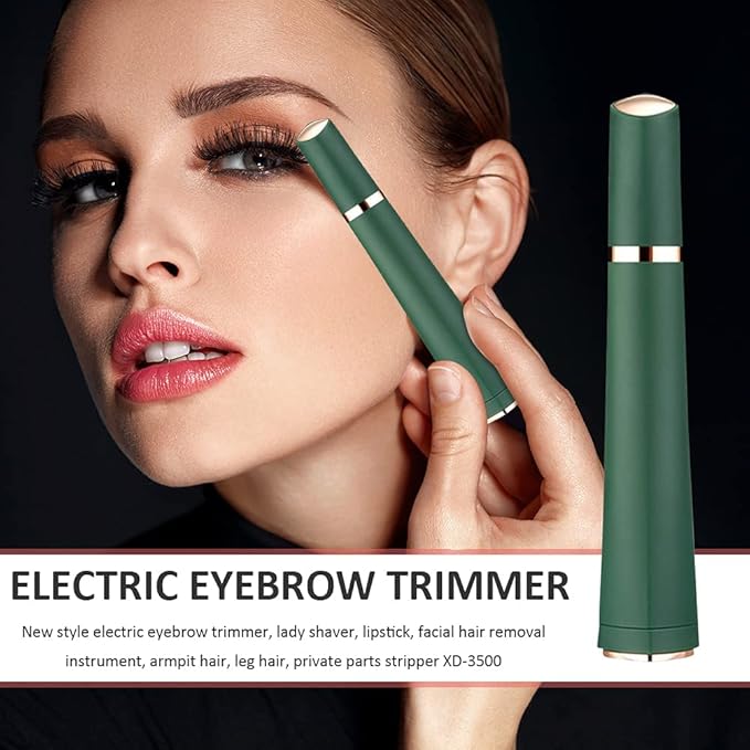 Eyebrow Trimmer for Women, 3 in 1 Rechargeable hair removal trimmer for women with Replaceable Heads, upper lip hair remover for women Eyebrow Razor face trimmer with Indicator Lights (Green)