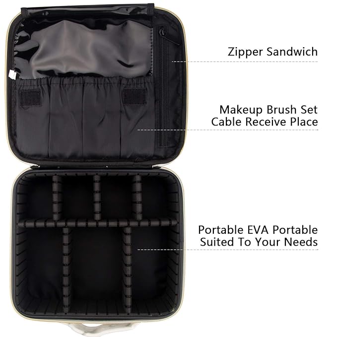 Makeup Case Travel Makeup Bag Makeup Train Case Cosmetic Bag Toiletry Makeup Brushes Organizer Portable Travel Bag Artist Storage Bag with Adjustable Dividers (Marble Pattern)