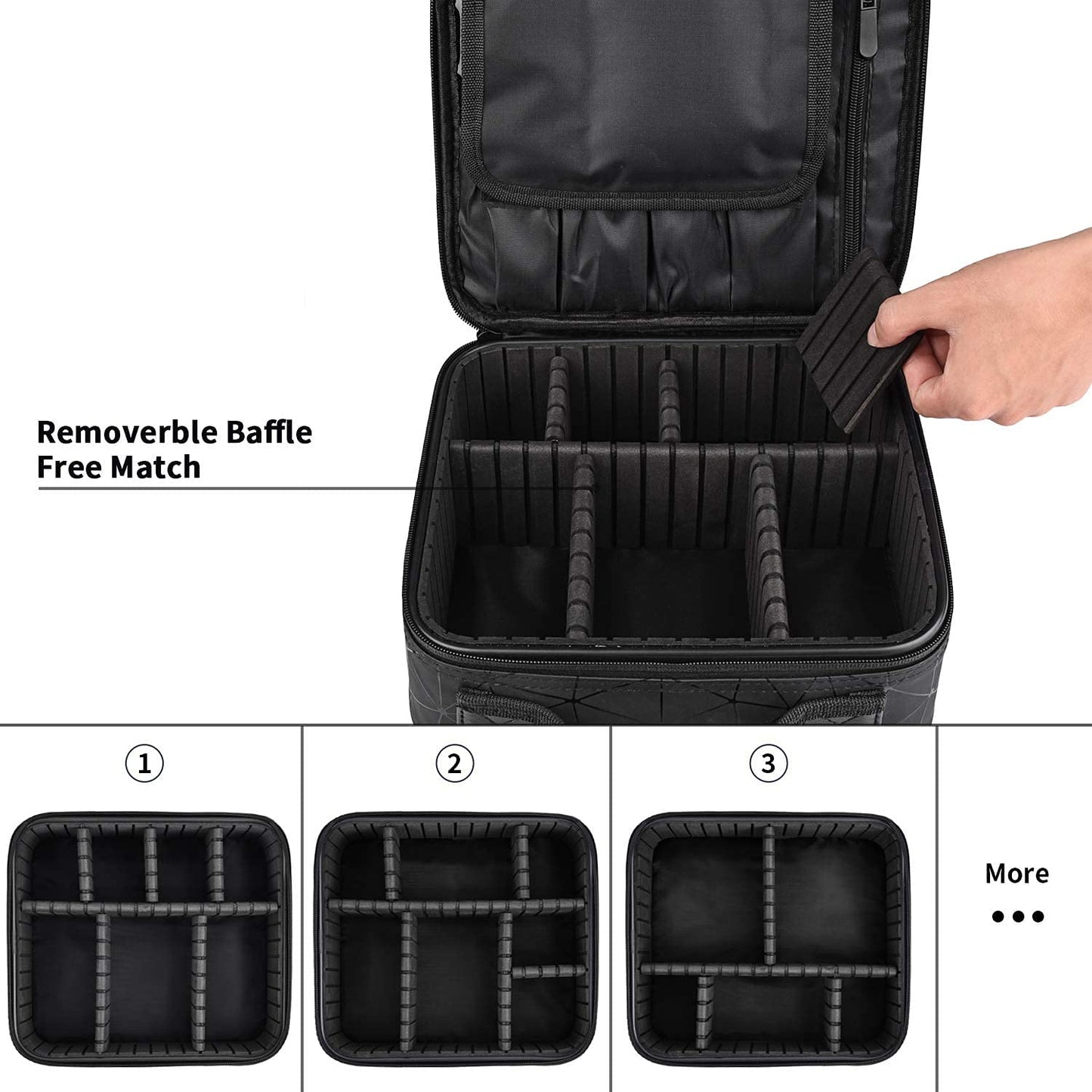 Vanity Case Makeup Jewellery Nail Polish Beauty Box Beauty Accessories Storage Cosmetic Bag (Matt Black), 26 x 9 x 23 Centimeters