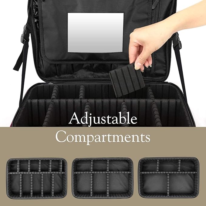 Makeup Nail Art Cosmetics Box Travel Makeup Case PU Leather Professional Cosmetic Train Cases Artist Storage Bag Make Up Tool Boxes Brushes Bags (Large Black)