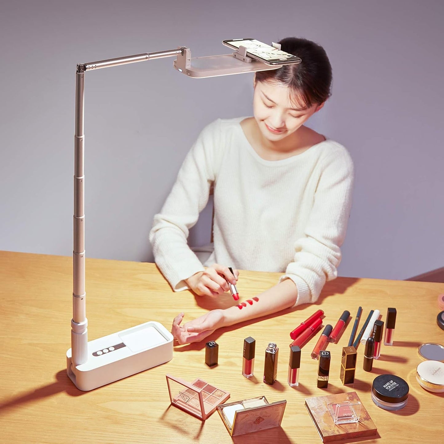 Selfie Ring Light Portable Mini LED Desk Ringlight 3200-5500K With 1000Mah Battery For Live Stream Make Up Youtube Tiktok Dimmable LED Camera Ring Light For Iphone & Android Phone