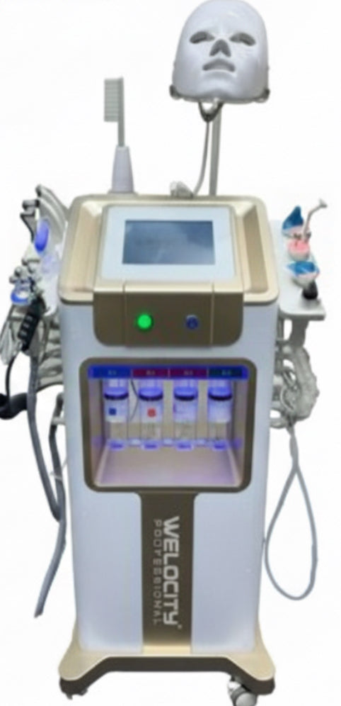 Velocity 12-in-1 HydraFacial Machine White & Golden by Welocity Professional