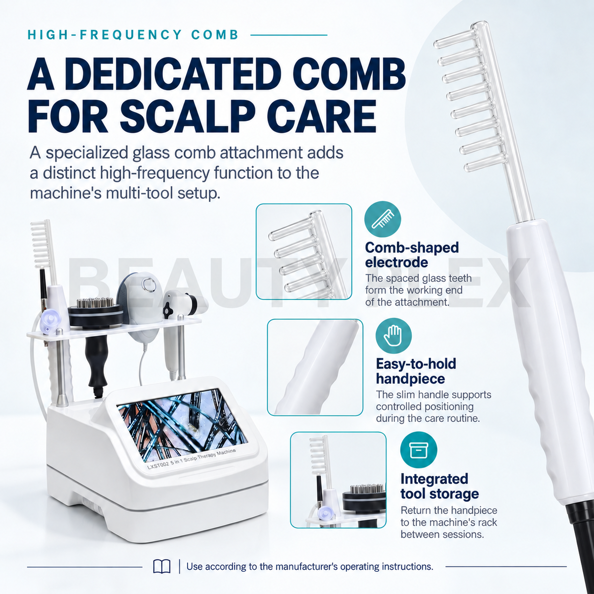 High-frequency glass comb handpiece