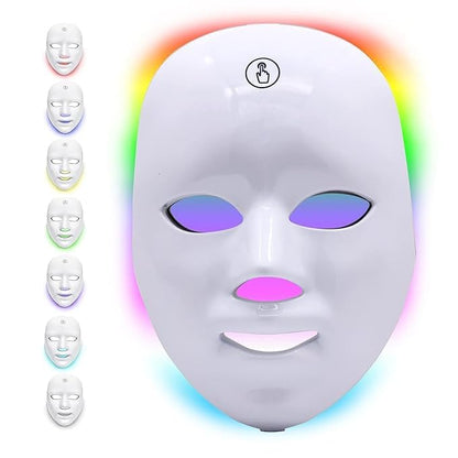 LED Light Therapy Face Mask, 7 Colour PDT Technology, Wireless Design, Red & Blue Light for Acne Treatment