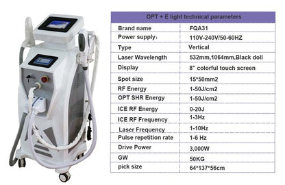 3 in 1 IPL Laser Machine with OPT, RF and Q Switch Nd Yag Laser