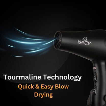 Hair Dryer, 2200W, 3 Heat and Speed Settings, Black with Rose Gold Accent
