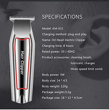 Clippers Cutting Kit Electric Rechargeable Beard Trimmer Cordless Low Noise Daily Travel Use Combs Brush USB Cord Haircut Adults Clipper Suitable for Home
