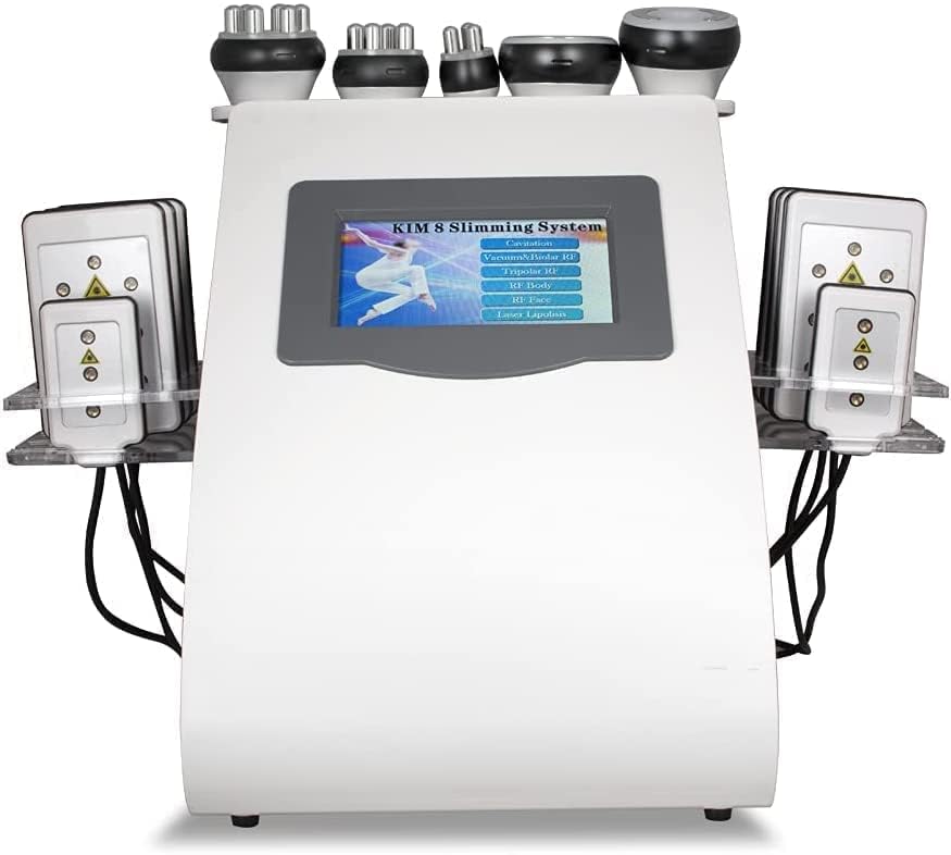 6 in 1 ultrasonic cavitation and RF body slimming machine with LCD display and lipo laser pads