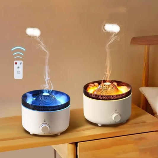 Aroma Diffuer with Volcano Flame Remote Control Aromatherapy Air Humidifier Essential Oil Diffuser