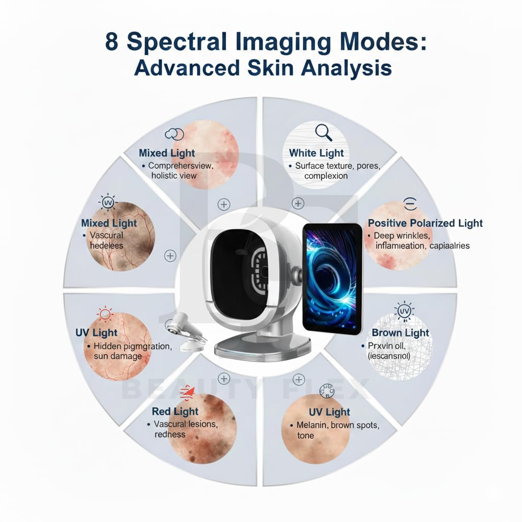 Bitmoji B3 2 in 1 Face and Skin Analyzer By Beauty Flex | Professional facial skin imaging and Ai Reporting System