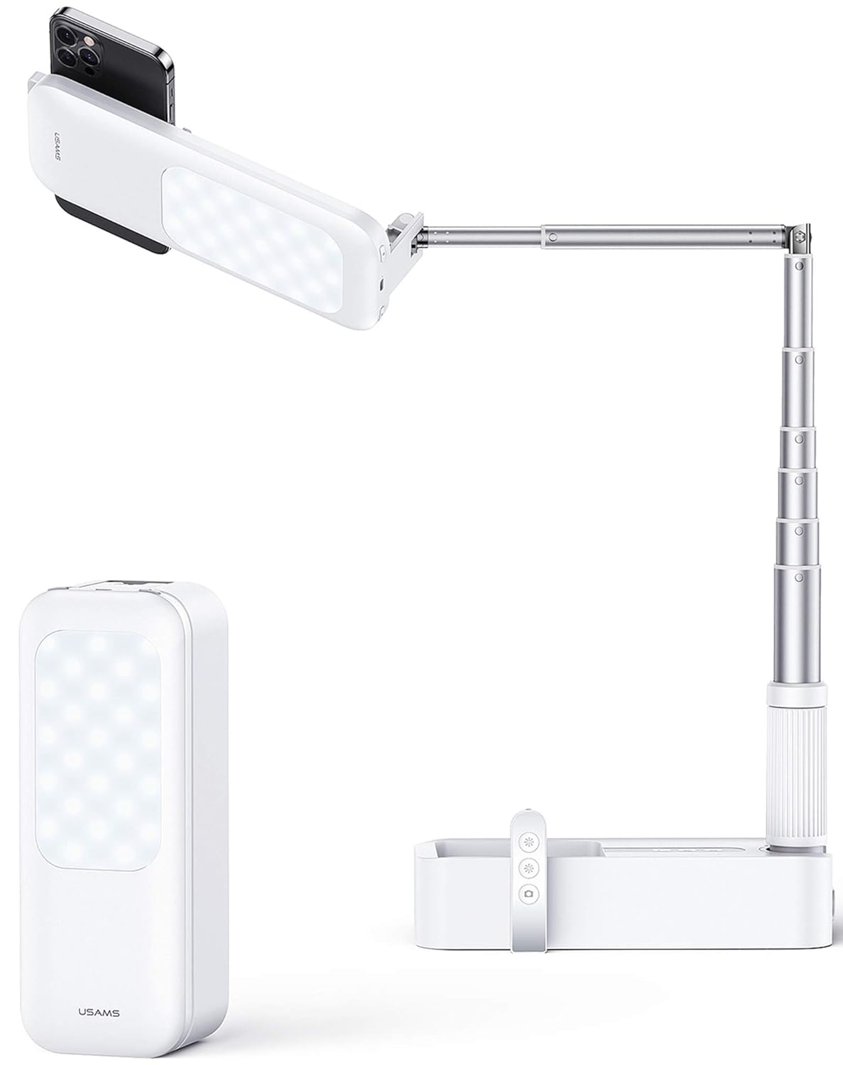 Selfie ring light portable mini LED desk ringlight with adjustable telescopic arm and phone holder