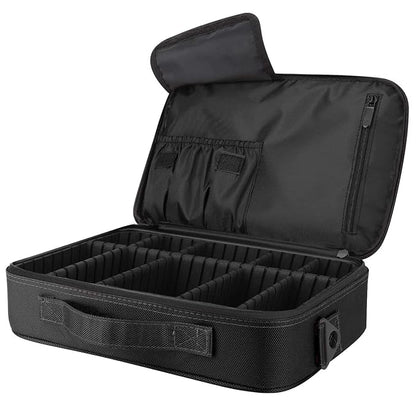 Makeup Nail Art Cosmetics Box Travel Makeup Case PU Leather Professional Cosmetic Train Cases Artist Storage Bag Make Up Tool Boxes Brushes Bags (Large Black)