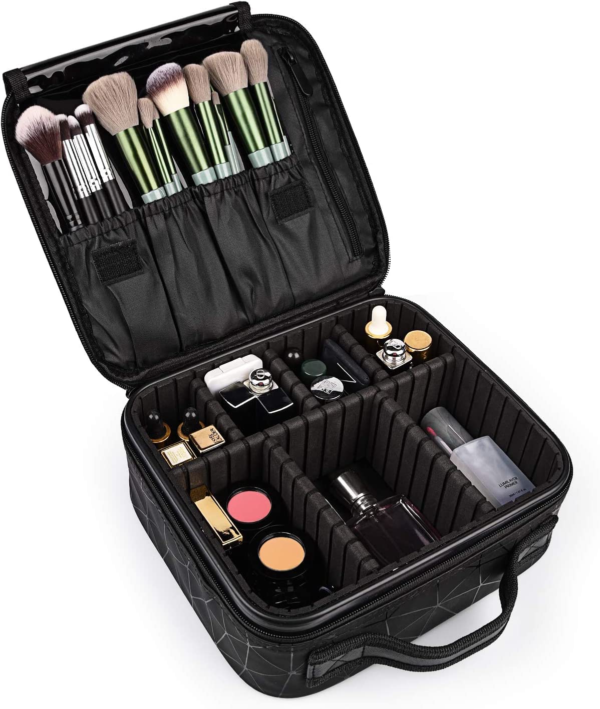 Vanity Case Makeup Jewellery Nail Polish Beauty Box Beauty Accessories Storage Cosmetic Bag (Matt Black), 26 x 9 x 23 Centimeters