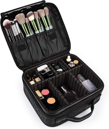 Vanity Case Makeup Jewellery Nail Polish Beauty Box Beauty Accessories Storage Cosmetic Bag (Matt Black), 26 x 9 x 23 Centimeters