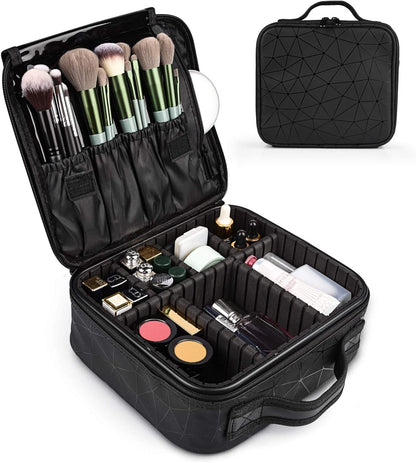 Vanity Case Makeup Jewellery Nail Polish Beauty Box Beauty Accessories Storage Cosmetic Bag (Matt Black), 26 x 9 x 23 Centimeters