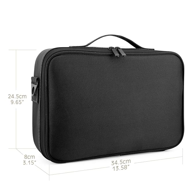 Makeup Nail Art Cosmetics Box Travel Makeup Case PU Leather Professional Cosmetic Train Cases Artist Storage Bag Make Up Tool Boxes Brushes Bags (Large Black)