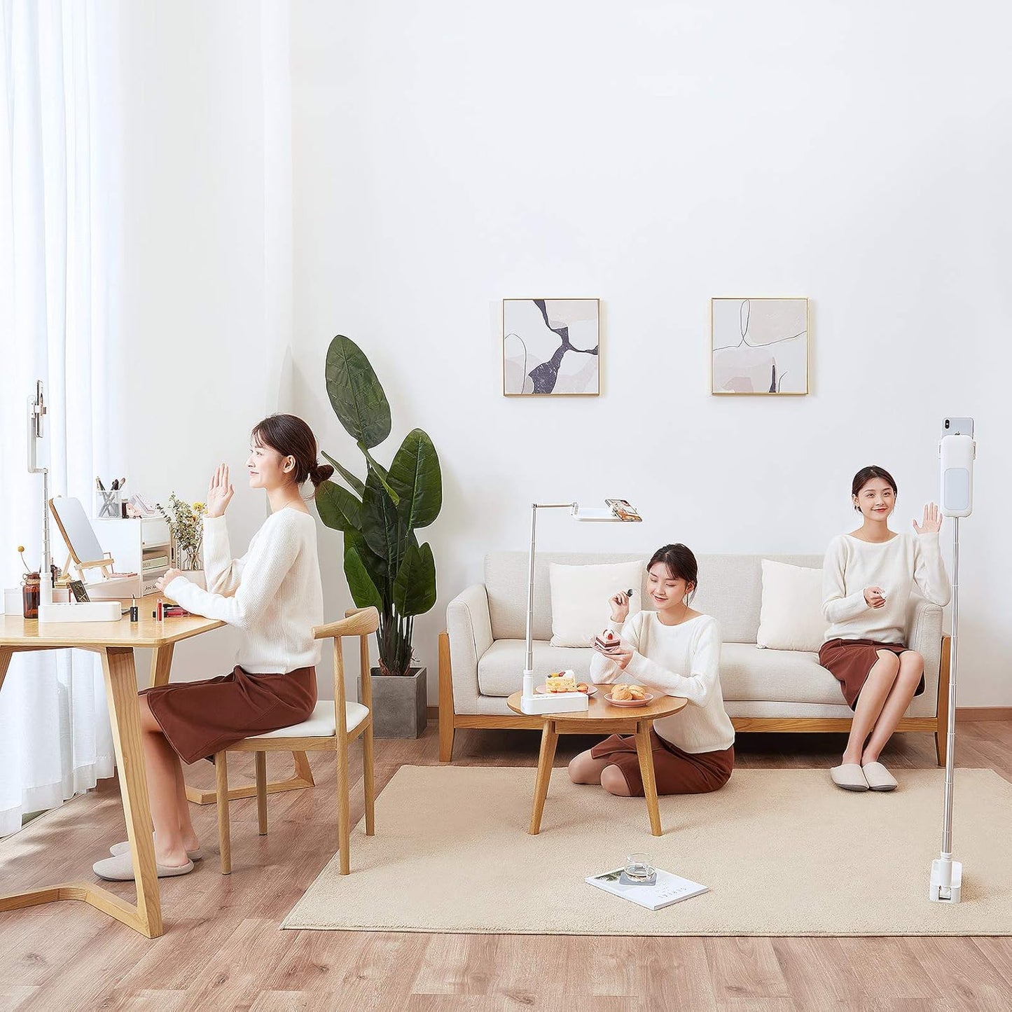 Selfie Ring Light Portable Mini LED Desk Ringlight 3200-5500K With 1000Mah Battery For Live Stream Make Up Youtube Tiktok Dimmable LED Camera Ring Light For Iphone & Android Phone