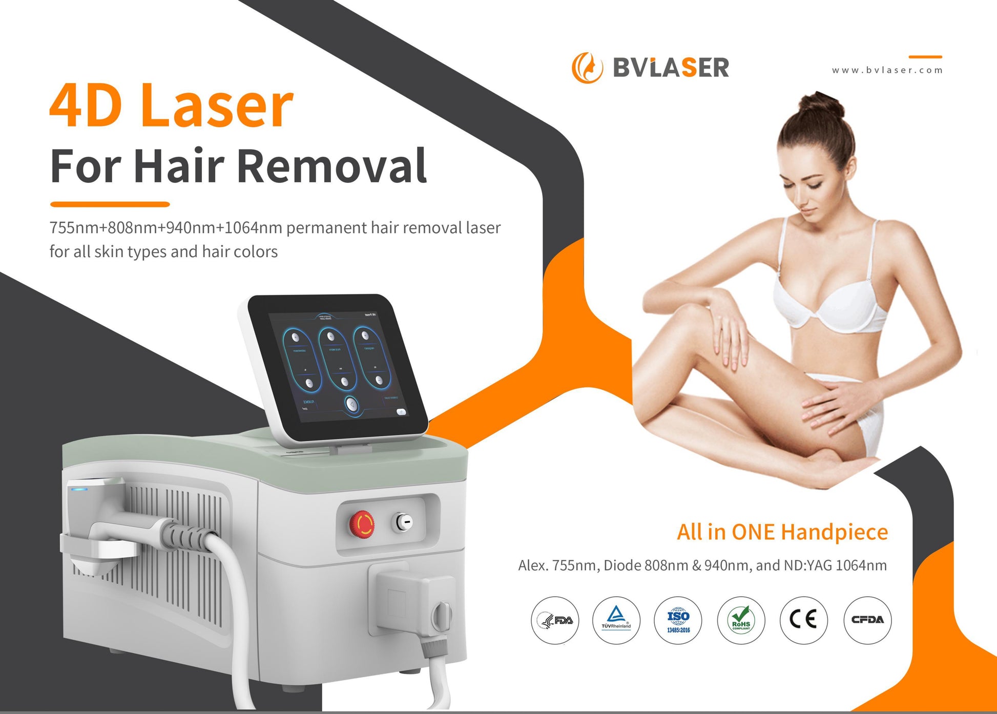 BV Laser 4-Wavelength Diode Laser Hair Removal Machine (FDA Approved) — Beauty Flex