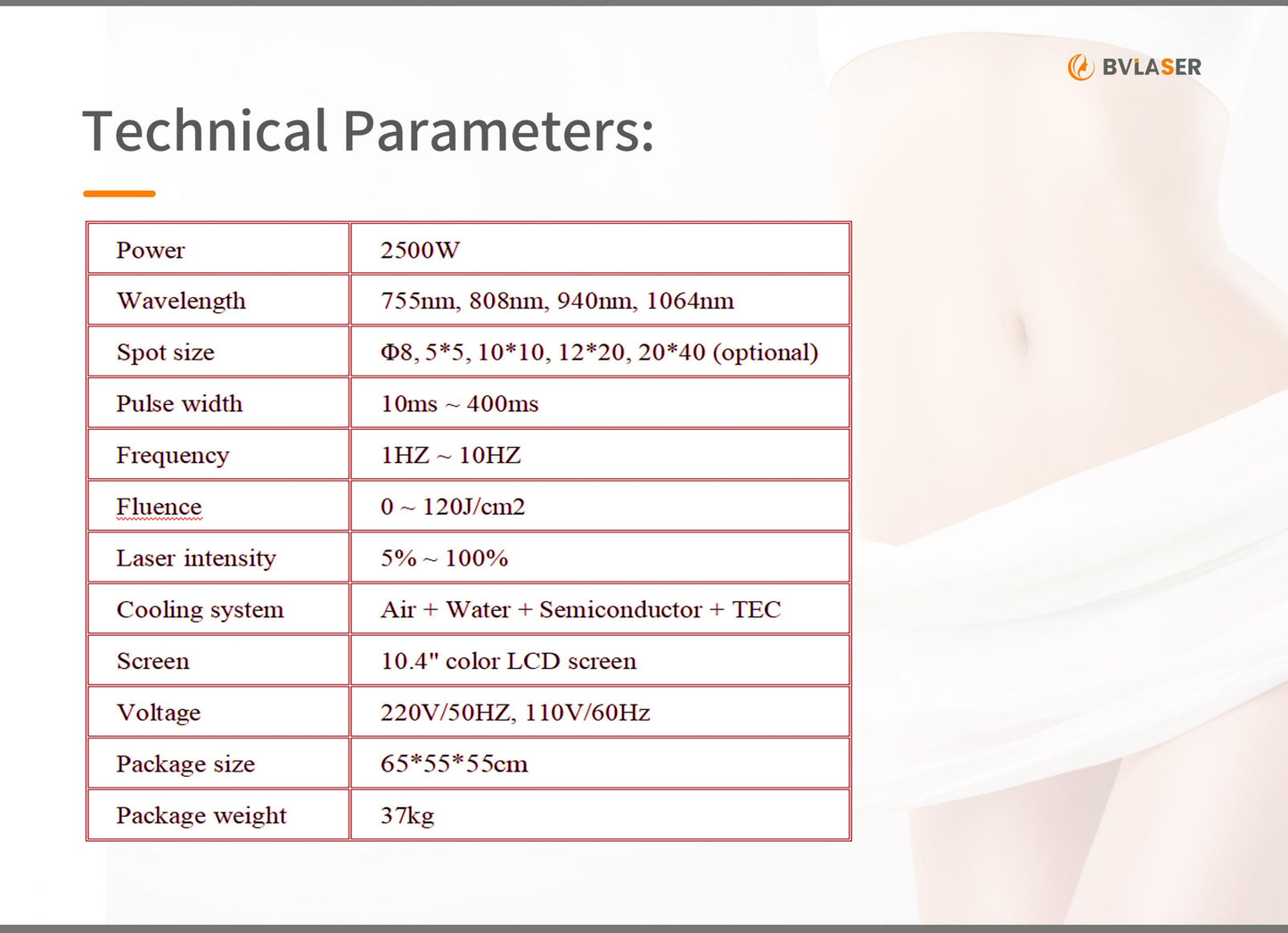 BV Laser – 4 Wavelength Diode Laser Hair Removal Machine (FDA Approved)