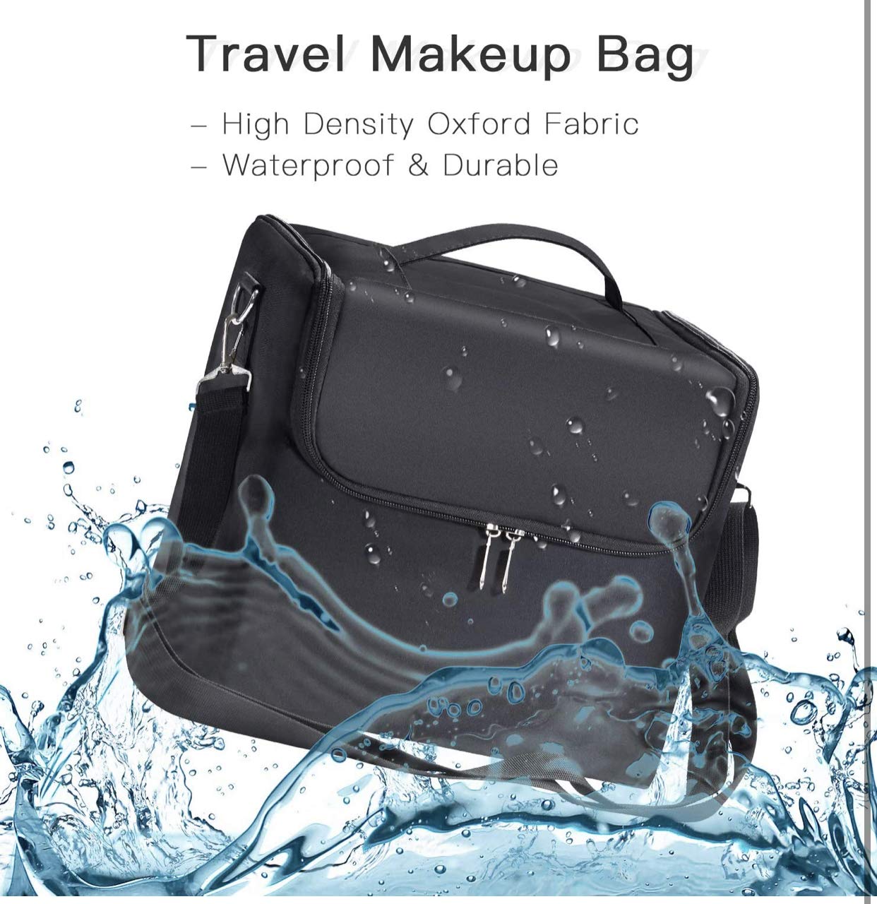 Welocity Professional Vanity Box Cosmetic Bag Organizer For Home And Travel (Large)(Black), 24.5 Cm