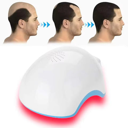 Laser Hair Regrowth Helmet device showing hair growth process
