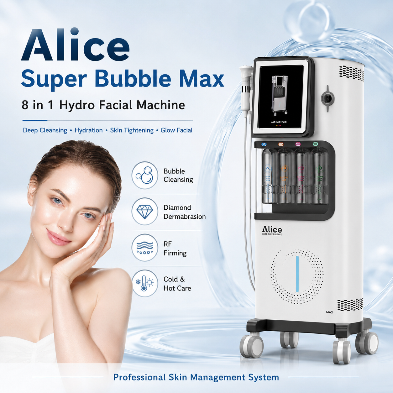 Alice Super Bubble Max 8 in 1 Hydra Facial Machine