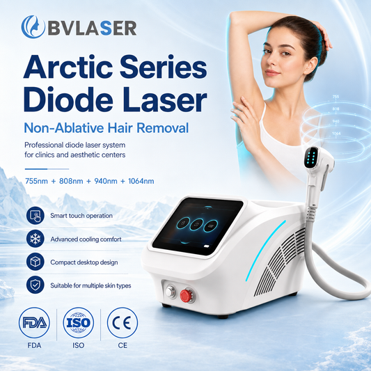 BVLaser Arctic Series Diode Laser — Hero Lifestyle Shot with Model, FDA ISO CE Certified