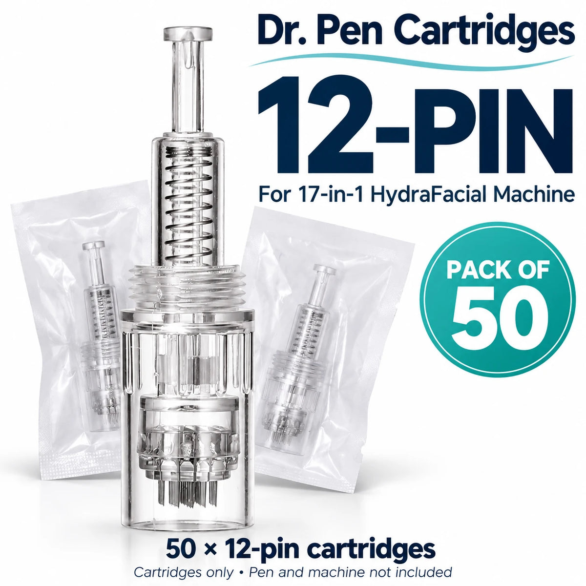 Dr. Pen 12-pin cartridge close-up – individually packed, pack of 50