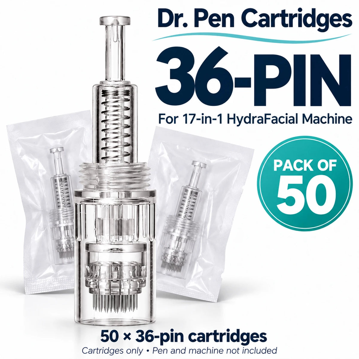 Dr. Pen 36-pin cartridges – pack of 50 for 17-in-1 HydraFacial machine